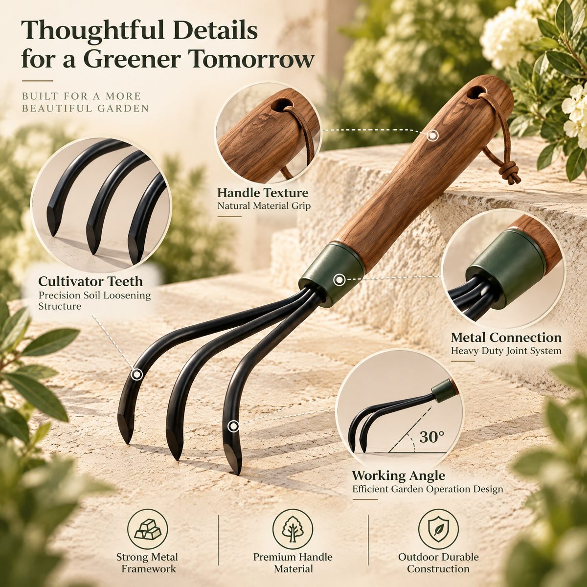 meravorn™ 3-Tine Hand Cultivator