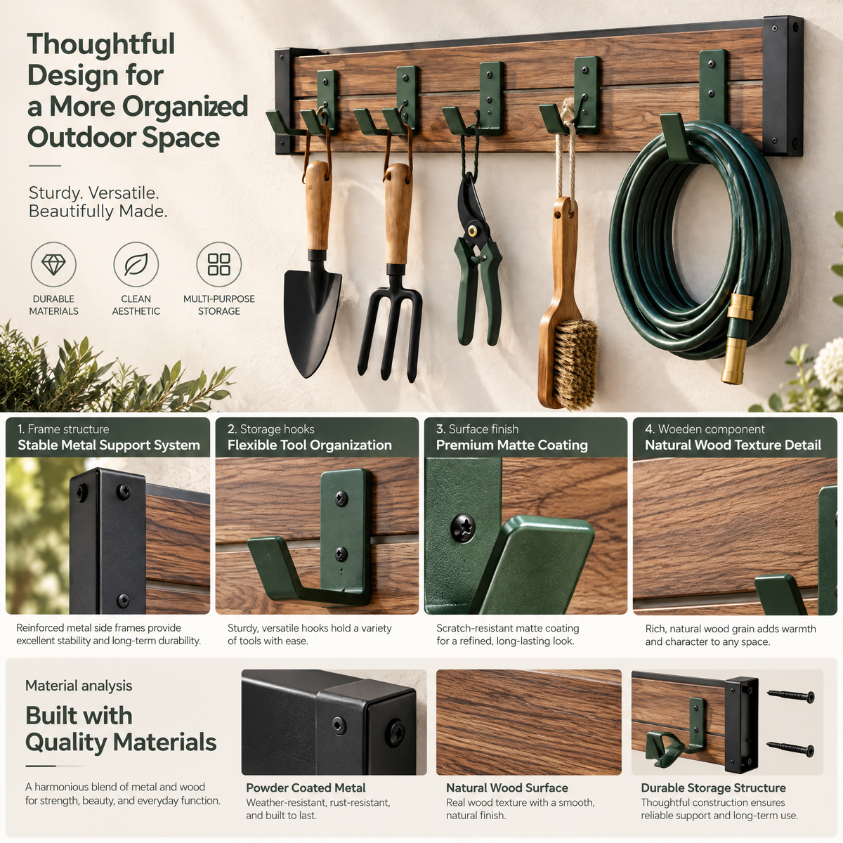 meravorn™ Wall-Mounted Garden Tool Organizer