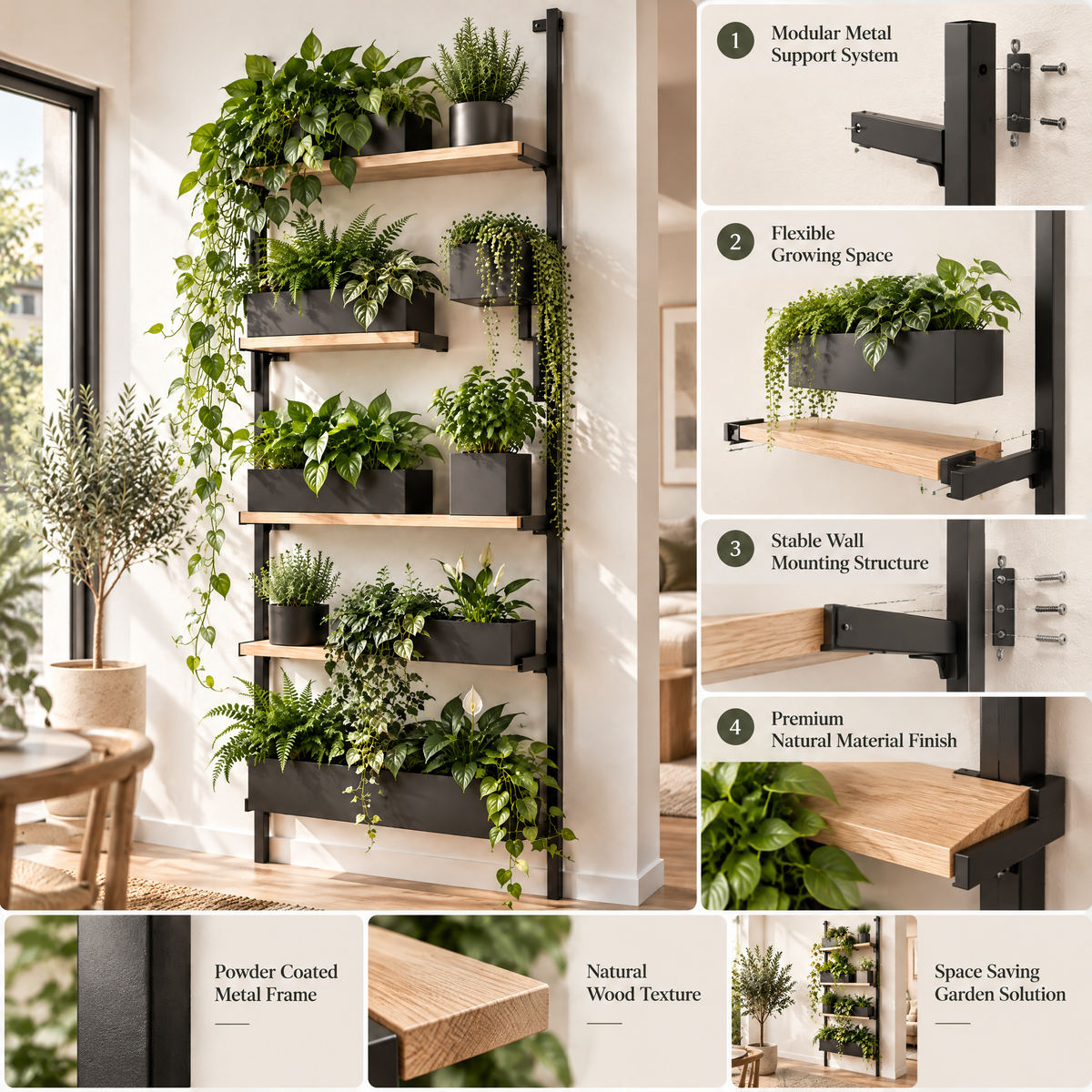 meravorn™ Wall-Mounted Vertical Plant Shelf